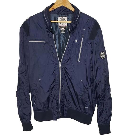 Retro 90's Akademiks Men's Sz XL Navy Windbreaker Casual Rain Jacket (1673) - Picture 1 of 9